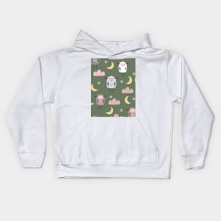 Sweet sleeping sheep pattern green Kids Hoodie